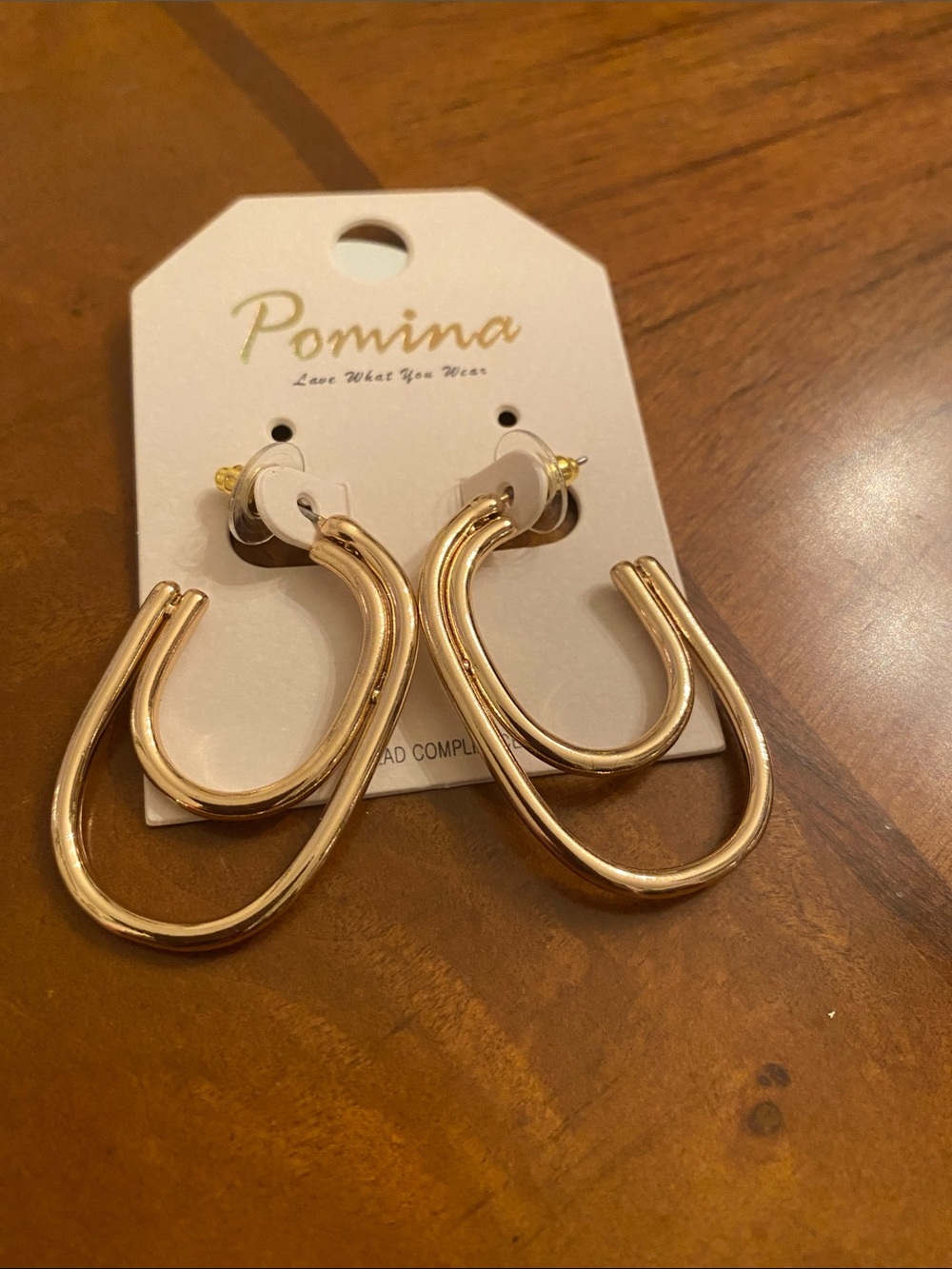 Pomina Gold Double Oval Hoop Earrings - Women's Jewelry